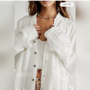 Cotton Brush Tunic White Button Down! Size Medium.